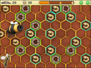 Screen capture from The Larva Game, a mini game from The Lost Bee