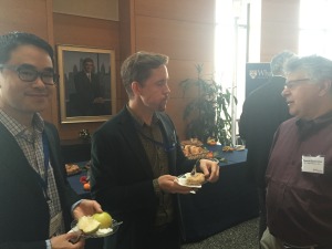 Thomas Hsu, Sebastian Deterding and Howard Blumenthal discuss gamification. (left to right)